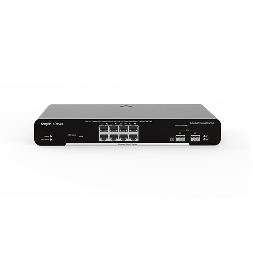 FEDCCA0C-0A3E-BF8F-12FADDD997E645B1_b Reyee RG-NBS3100-8GT2SFP-P 8 Portlu, 10/100/1000 Gigabit, L2 Yönetilebilir Switch, 2 SFP, 8 Port PoE+ (125W). - Görsel 1