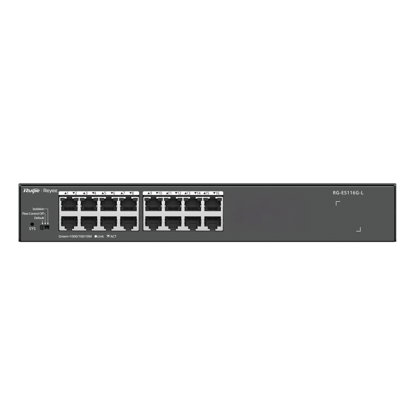 RG-ES116G-L-1 Reyee RG-ES116G-L 16 Portlu, 10/100/1000 Gigabit, Tak Çalıştır, Çelik Kasa - Görsel 1
